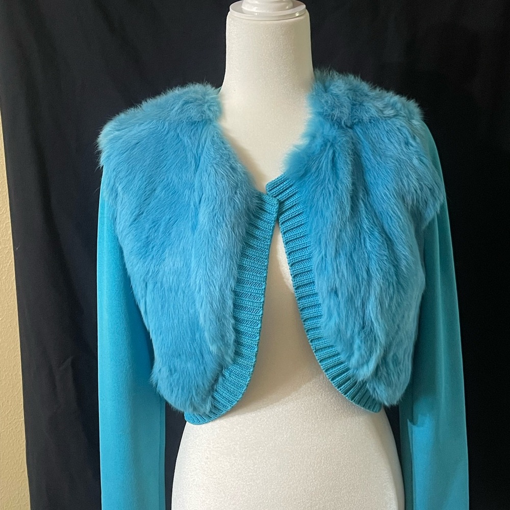 Blue Faux Fur Women's Sweater
